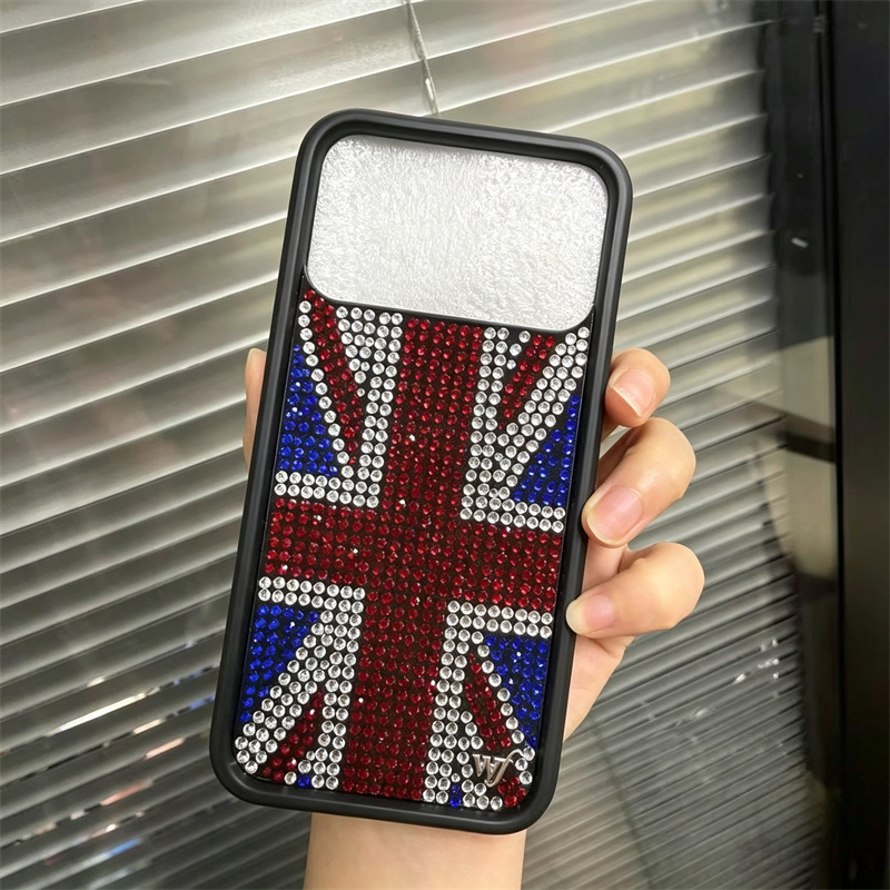 Phone Cases Uk - Sparkling Rhinestone Union Jack Wildflower Phone