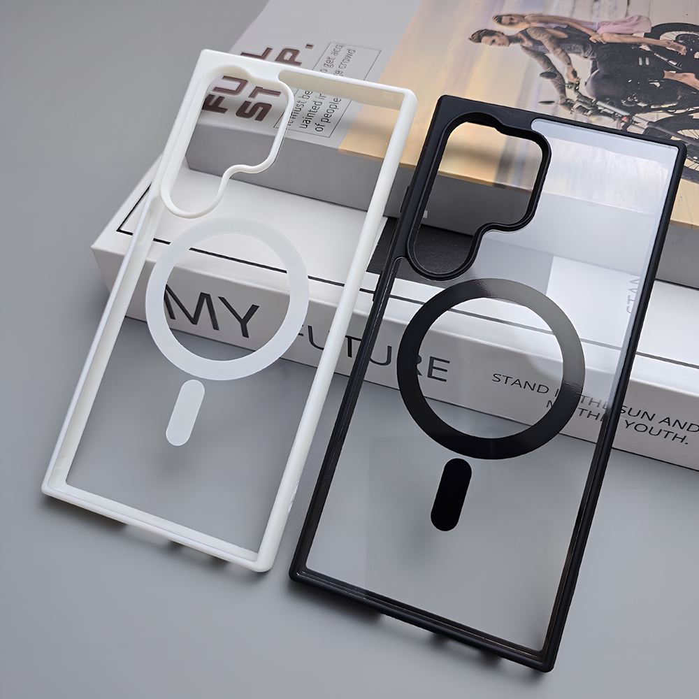 Ring Stand Case - Clear Magnetic Acrylic Case for Samsung