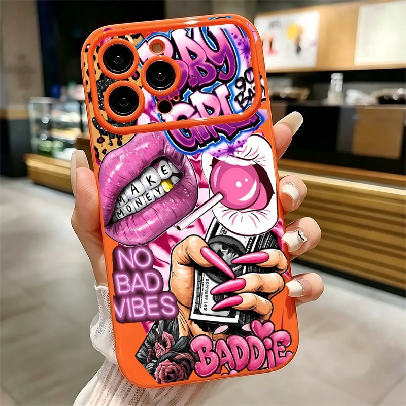 Phone Cases Durable - Hip Hop Pink Lips Baby Girl