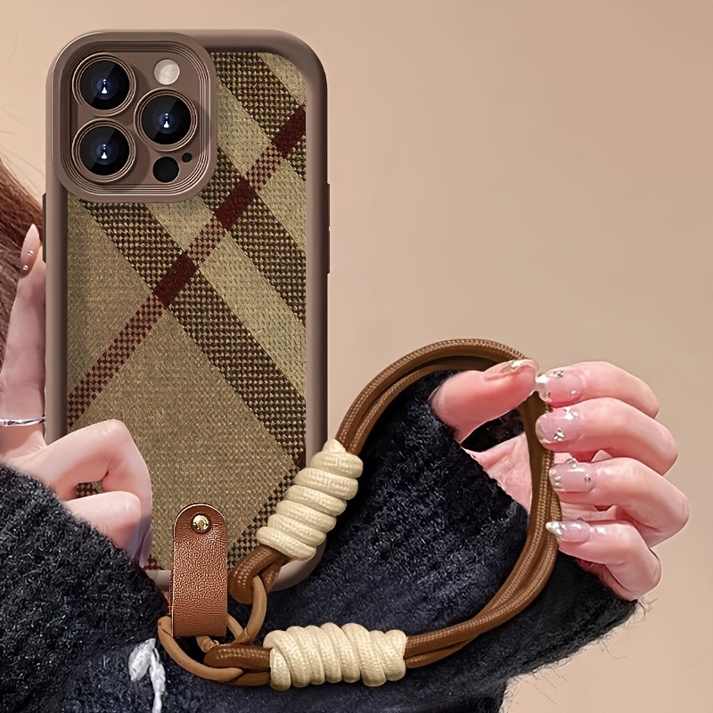 Phone Cases Brown - Brown Stripes Lanyard Strap Rope Phone