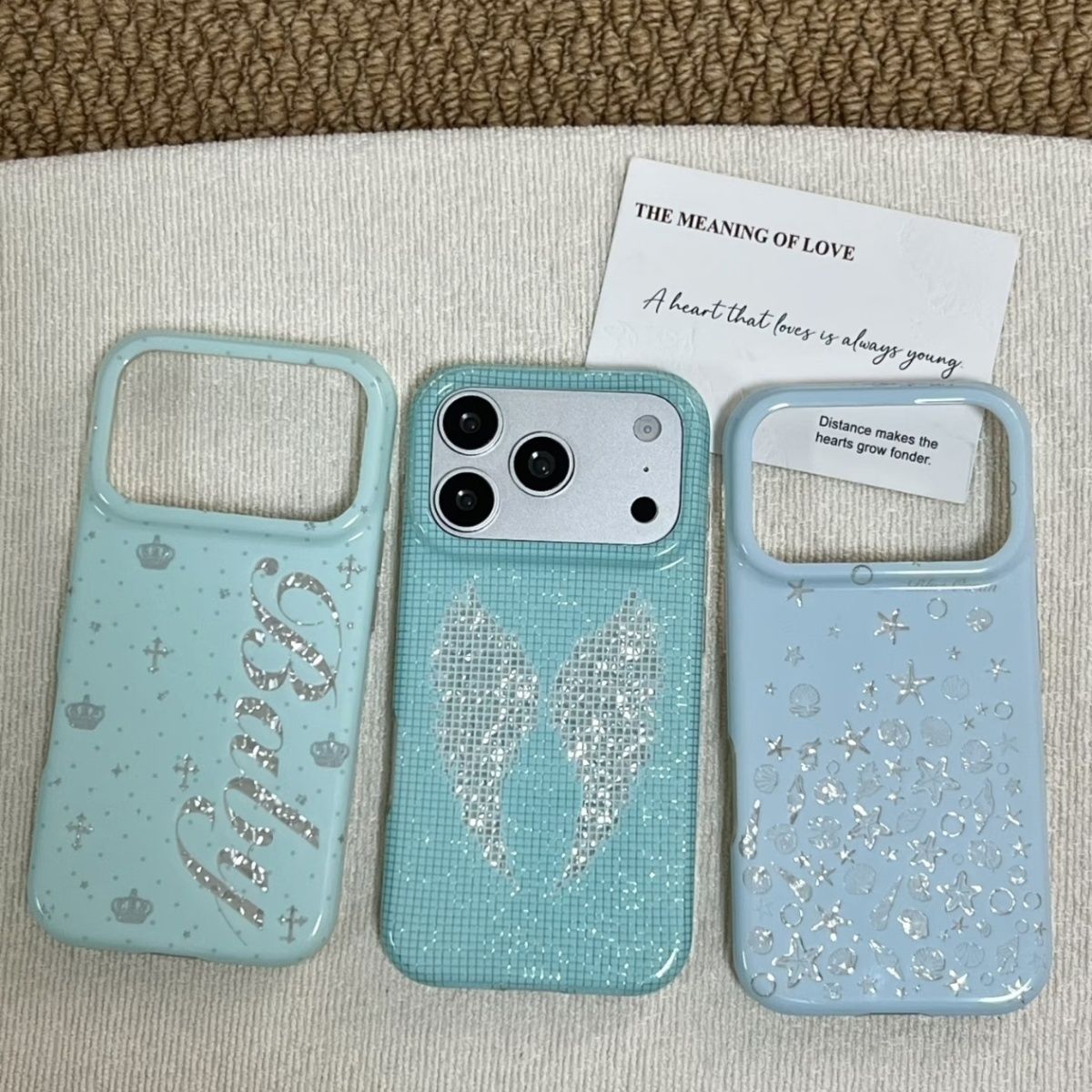 Phone Cases Iphone 14 - Korean Ins Mint Colored English Cross