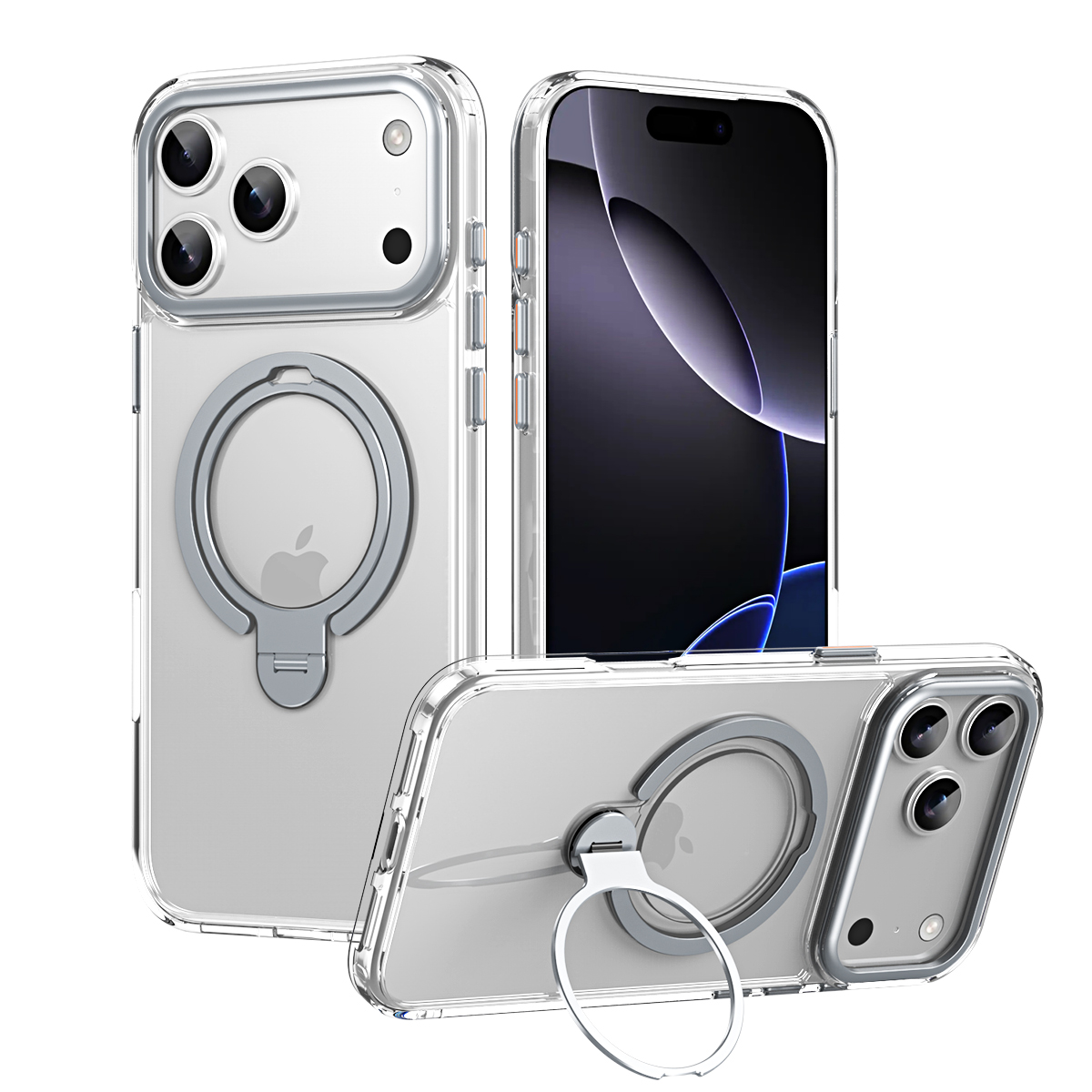 Ring Stand Case - Double Magnetic Ring Bracket Case For