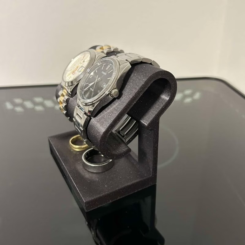 Ring Stand Case - Dual Watch Jewelry Display Stand,Brushed Tabletop