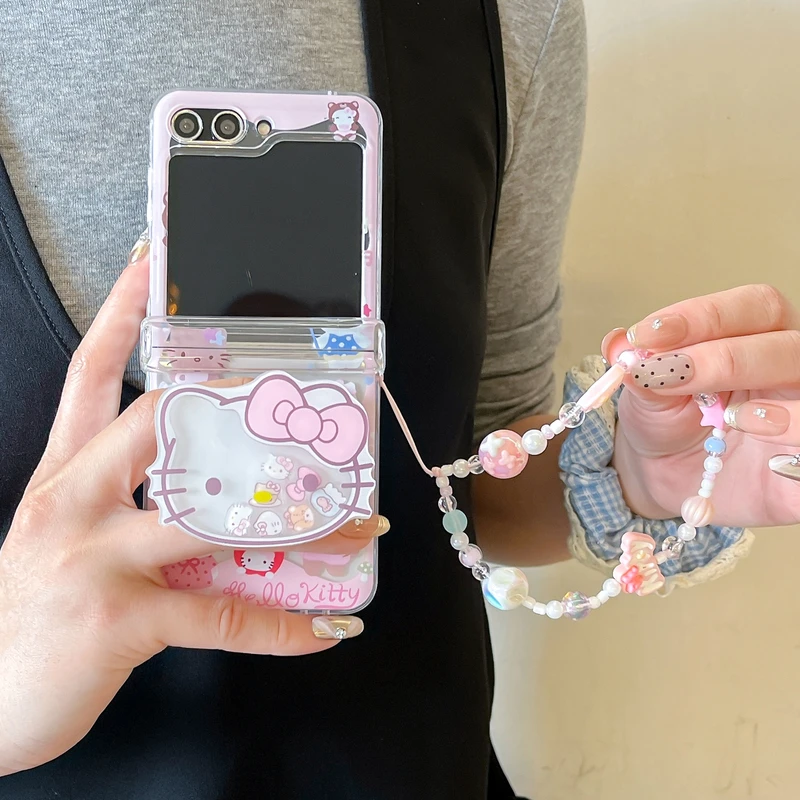 Phone Cases Z Flip 5 - Cute Cartoon Sanrio Hello Kitty Stand