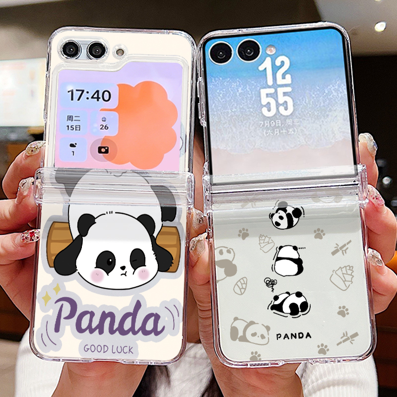 Phone Cases Z Flip 5 - Cartoon Panda Printed Phone Case For