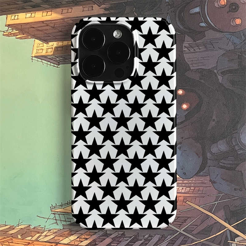 Phone Cases Art - Korean Black White Stars Art Personalized