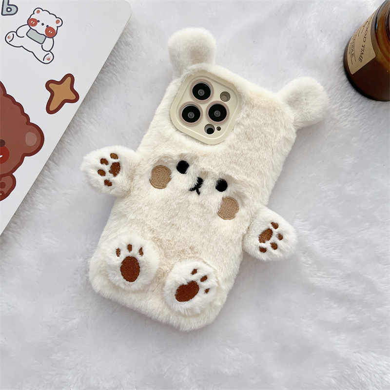 Korean 3D Cartoon Bear Fluffy  - Phone Cases Iphone 14 review and price