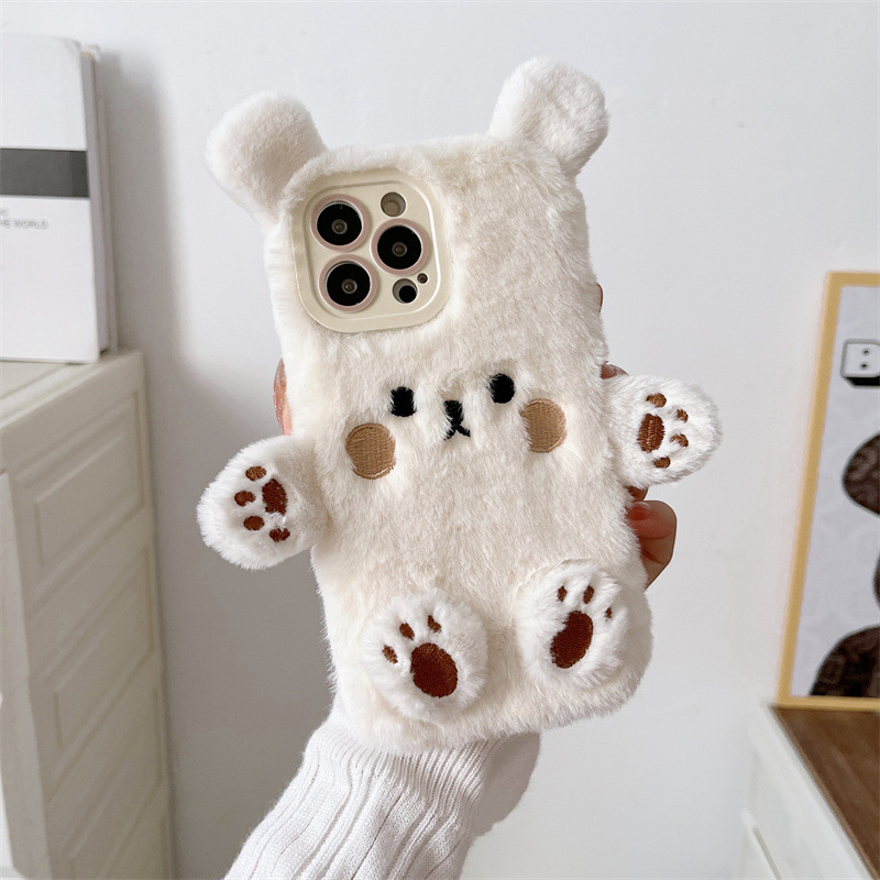 Korean 3D Cartoon Bear Fluffy  - Phone Cases Iphone 14 review and price