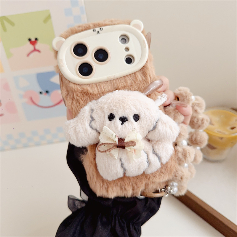 3D Cartoon Bowknot Puppy Warm  - Phone Cases Iphone 14 review and price