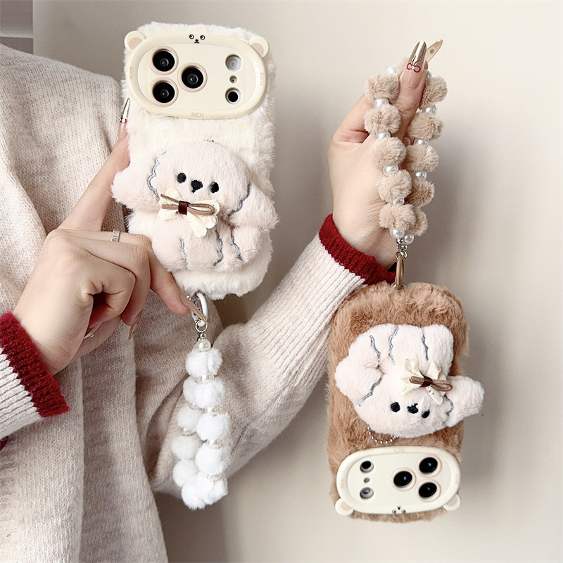 3D Cartoon Bowknot Puppy Warm  - Phone Cases Iphone 14 review and price