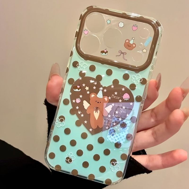 Brown Polka Dot Heart Bear Pat - Phone Cases Brown review and price