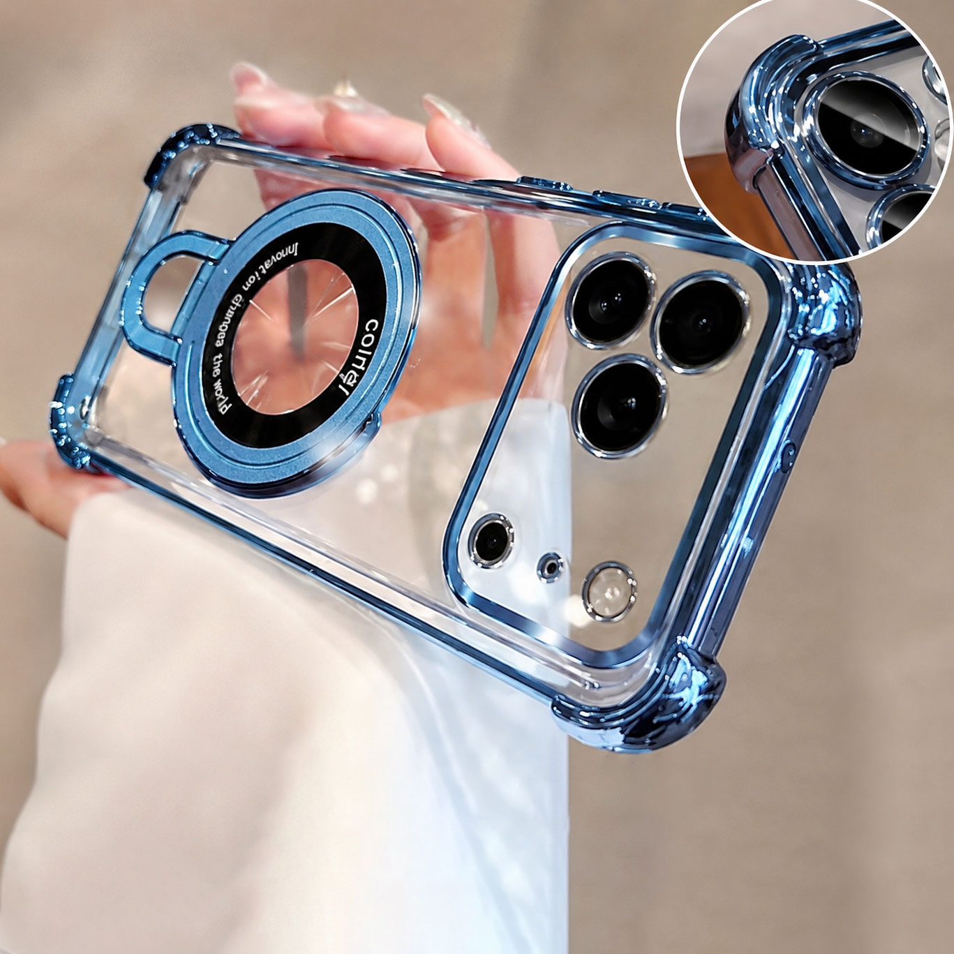 Luxury Clear  Plating Phone Ca - Ring Stand Case review and price