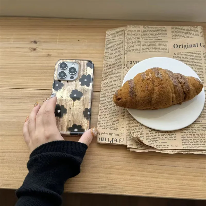 Retro Brown Black Spots Flower - Phone Cases Brown review and price