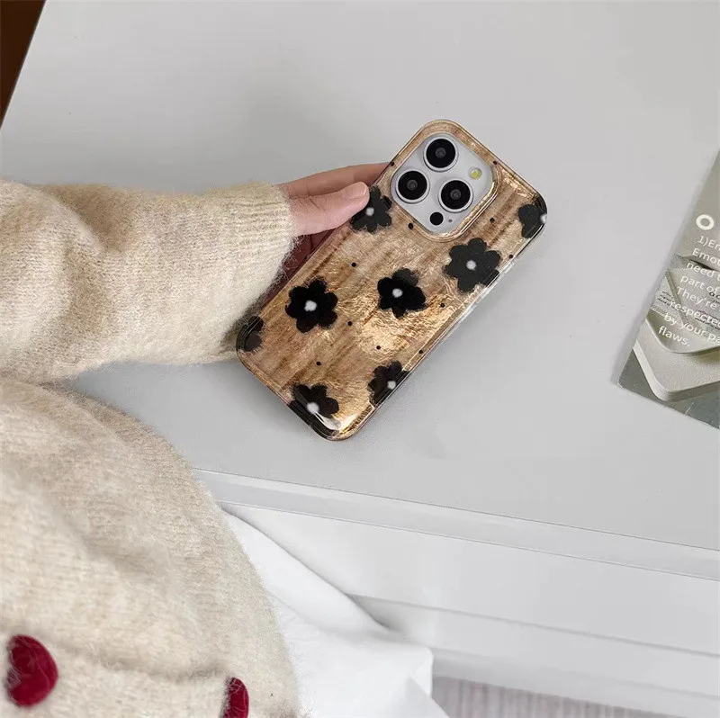 Retro Brown Black Spots Flower - Phone Cases Brown review and price