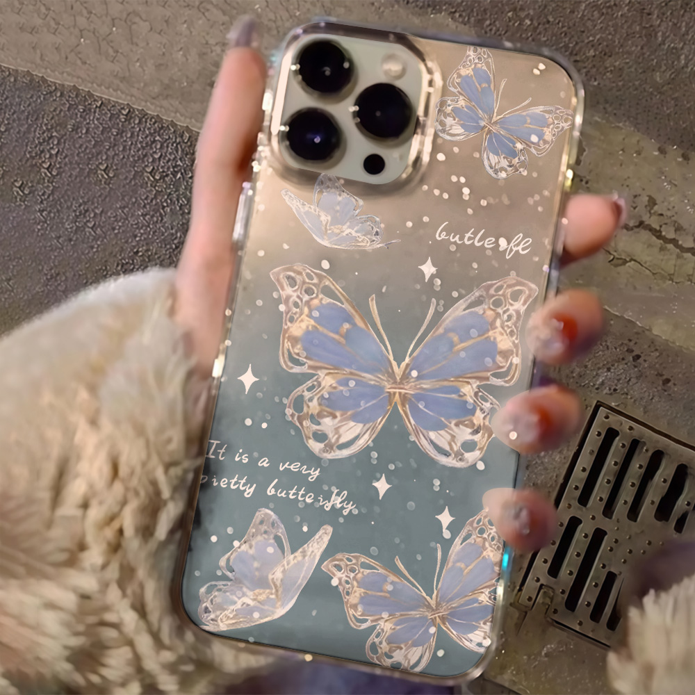 Luxury Blue Butterfly Clear Gl - Phone Cases Durable review and price
