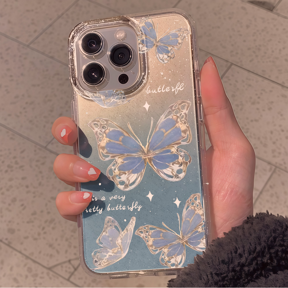 Luxury Blue Butterfly Clear Gl - Phone Cases Durable review and price